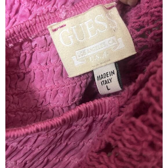 Guess Pink Hailey Crochet Embroidered Halter Top Viscose Silk Women’s Sz Large - Picture 9 of 14